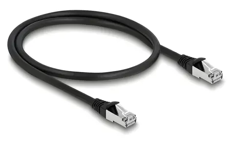 Delock / Síťový kabel / Cat.6A S/FTP / PUR venkovní / RJ45 - RJ45 / 0,5 m / černý