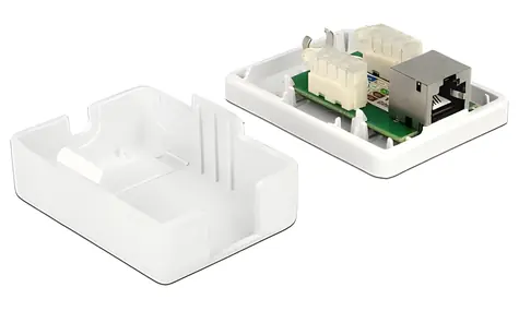 Delock Síťová zásuvka RJ45 Cat6 stíněná bílá / Zásuvka / Na omítku / 1x port