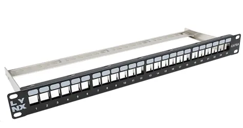 LYNX PP19-24NS-LYNX černá / Patch panel / 24 portů / Cat5e/6/6A/7 / STP / 1U / 19