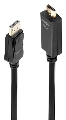 Lindy černá / Adaptér / DisplayPort - HDMI / 2 m / 4K 30Hz