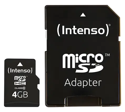 Intenso microSDHC 4GB / Paměťová karta / Class 10 / vč. SD adaptéru / čtení 25 MB/s