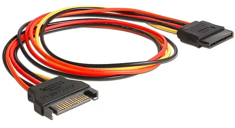 DeLock 60132 / Napájecí kabel SATA / prodlužovací / 15pin (M) – 15pin (F) / 50 cm