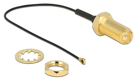 Delock šedá/zlatá / Anténní kabel RP-SMA - MHF4 / 10 cm