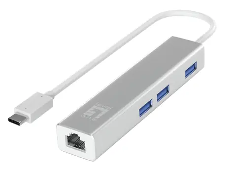 LevelOne USB-0504 / USB-C LAN adaptér / Gigabit Ethernet / 3 porty / RJ45