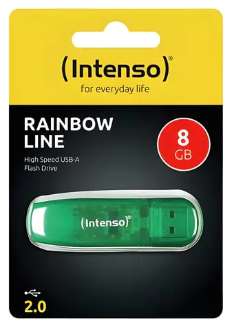 Intenso Rainbow Line zelená / Flash disk / 8GB / USB 2.0 / R:32MB/s / W:6,5MB/s