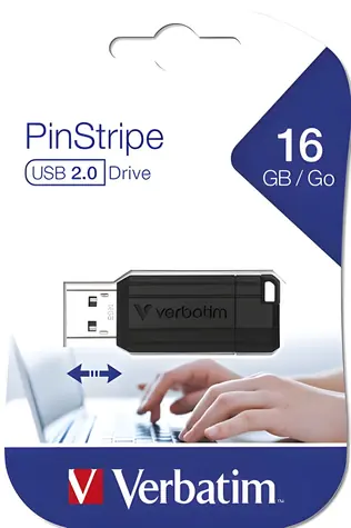 Verbatim PinStripe 16GB černá / Flash disk / USB 2.0 / čtení 8 MB/s / zápis 2,5 MB/s