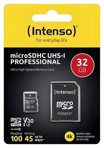 Intenso Professional 32GB / Paměťová karta microSDHC / Class 10 UHS-I / čtení až 90 MB/s