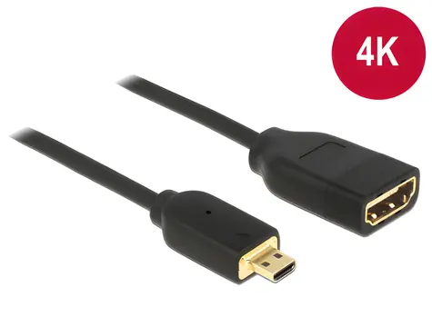 Delock černá / Adaptér micro HDMI - HDMI / High Speed s Ethernetem / 4K 60 Hz / 20 cm