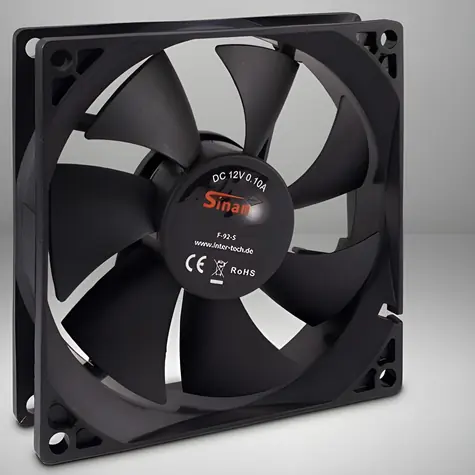 Inter-Tech F-92-S černá / Ventilátor / 92x92x25 mm / 1500 ot/min / 24 dB / 3pin