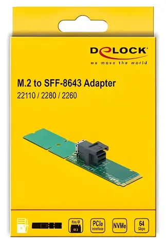 DeLock 63145 / Adaptér M.2 na SFF-8643 / PCIe x4 / interní / NVMe