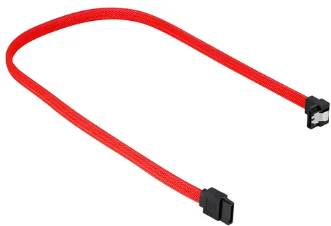 Sharkoon SATA III červená / Datový kabel / úhlový 90° / 60 cm / 6 Gbit/s