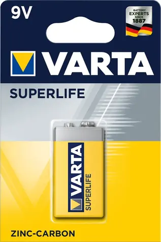 Varta Superlife Baterie 6F22 / 9 V / zinko-uhlíková / 1 ks / v blistru