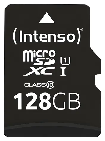 Intenso 128GB microSDXC + SD adaptér / Paměťová karta / Class 10 / UHS-I / U1 / čtení: až 90MBs