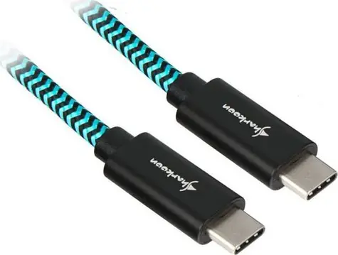 Sharkoon USB-A na USB-C černá/světle modrá / USB kabel / USB 3.2 Gen 2 / Opletený, hliníkový / 1 m