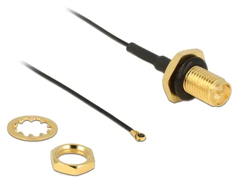 Delock Anténní kabel RP-SMA (F) - MHF IV (M) černá / 20 cm / 0,81 mm
