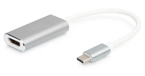 Digitus USB-C - HDMI bílá / Adaptér / 4K 30 Hz / Dolby Surround / hliníkové pouzdro
