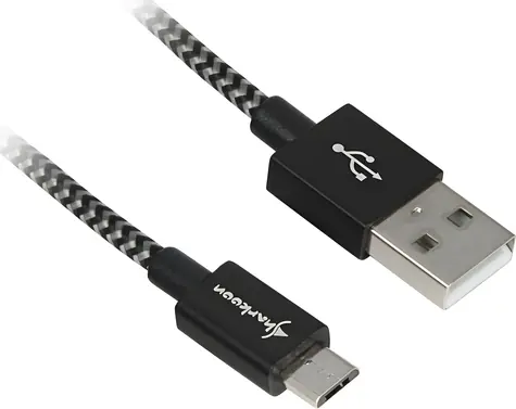 Sharkoon USB-A na USB-B černá/šedá / USB kabel / USB 2.0 / Opletený, hliníkový / 2 m