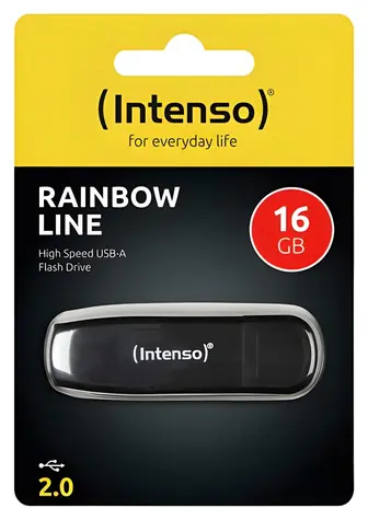 Intenso Rainbow Line 16GB černá / Flash Disk / USB 2.0 / čtení: 28 MB/s / zápis: 6,5 MB/s