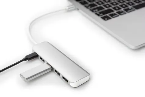Digitus DA-70242-1 stříbrná / USB rozbočovač / USB-C / 4 porty / USB 3.0 / PD