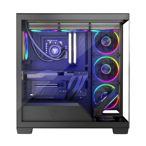 Modecom Volcano Stellar ARGB 8F černá / Skříň / ATX / 1x USB-C / 2x USB 3.0 / 8x120mm ARGB