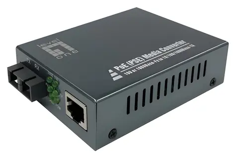 LevelOne GVT-2014 / Mediakonvertor / RJ45-SC / Gigabit Ethernet / Single-mode / PoE 30W / 1310nm / 20 km
