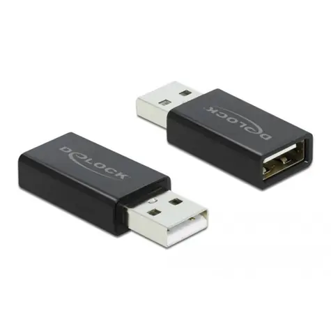 DeLock USB 2.0 A (M) - USB 2.0 A (F) černá / Datový blokátor / pouze nabíjení / výstupní proud 2000 mA