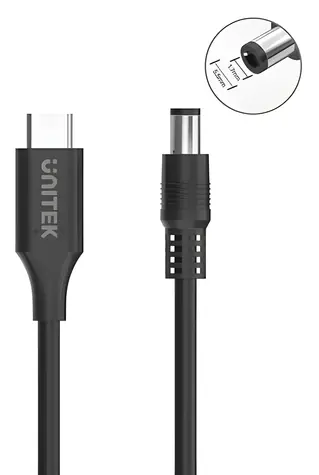 Unitek C14119BK-1.8M / Nabíjecí kabel USB-C - DC 5,5 mm / pro notebooky Acer / 65 W / 1,8 m