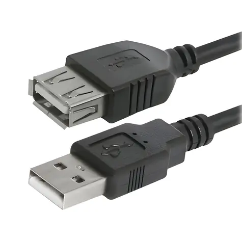 Logo USB A samec - samice 3 m černá / Prodlužovací kabel / USB 2.0 / 480 Mb/s