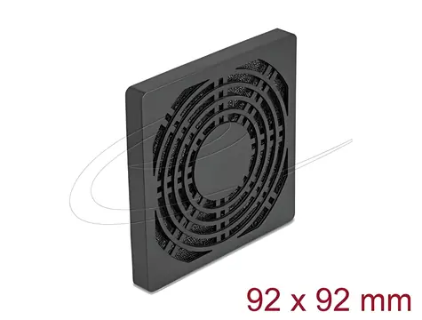 DeLock Větrací mřížka s prachovým filtrem černá / Příslušenství / 92 x 92 mm