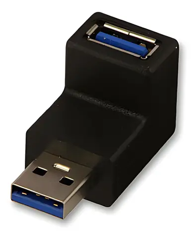 Lindy černá / Adaptér / USB-A (M) - USB-A (F) / 90° / USB 3.0