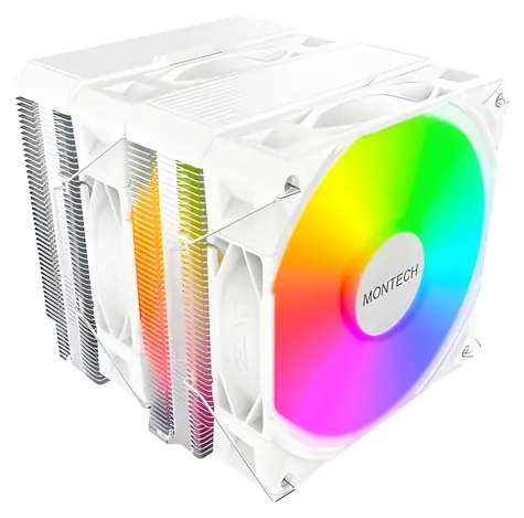 Montech NX600 ARGB bílá / CPU chladič / Dual Tower / 2x 120mm / ARGB / Intel + AMD