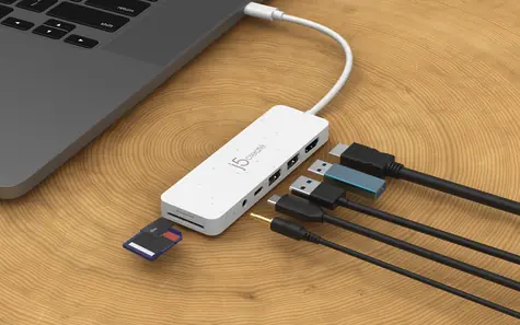j5create JCD373E bílá / USB-C hub / 6 portů / HDMI / Power Delivery