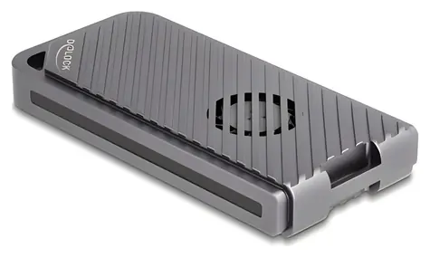 DeLock 42025 šedá / Externí box pro M.2 NVMe SSD / USB4 40 Gbps / LED / ventilátor / bez nástrojů