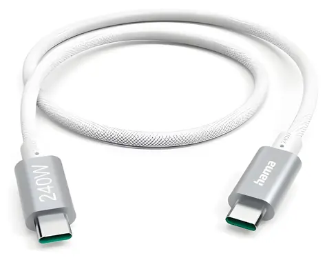 Hama USB-C bílá / Nabíjecí a datový kabel / 240 W / 1,5 m / 5 Gbit/s