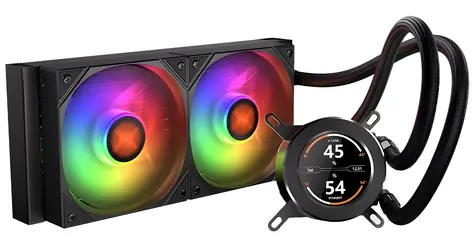 Krux HydroGlance 240 LCD černá / Komplet vodního chlazení / 2x 120mm / ARGB / LCD displej