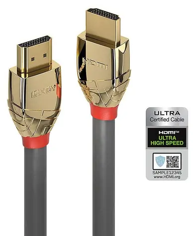 Lindy Gold Line šedá / HDMI kabel / HDMI 2.1 Ultra High Speed / 48 Gbps / 3 m