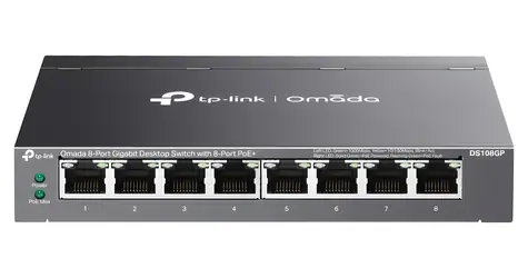 TP-Link Omada DS108GP / Switch / 8-Port / 8× Gigabit RJ45 PoE+ / 65 W / Desktop