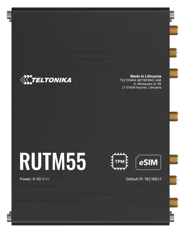Teltonika RUTM55 bez adaptéru / Router industriální / 5G / LTE Cat19 / Wi-Fi 5 / Dual SIM/eSIM / 4x Gbit LAN