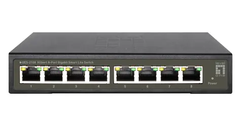 LevelOne GES-2108 černá / Switch / 8-port / 1000 Mbps / Smart Lite / bez ventilátoru