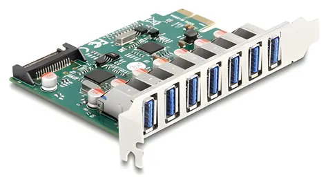 Delock PCI Express karta 7x USB-A / Řadič / USB 3.2 Gen 1 5 Gbps / PCIe x1