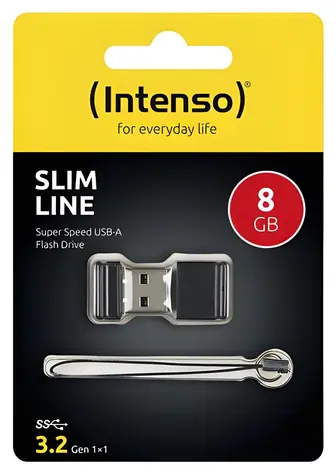 Intenso Slim Line 8GB černá / Flash disk / USB-A 3.0 / čtení: 35MB/s / zápis: 20MB/s