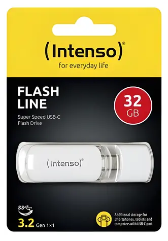 Intenso Flash Line 32GB bílá / Flash Disk / USB-C 3.2 Gen 1 / OTG / čtení: 70MBs
