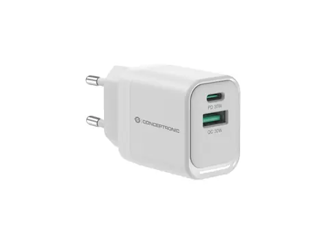 Conceptronic ALTHEA19W33 USB nabíjecí adaptér bílá / 1x USB-A / 1x USB-C / 33 W / PD