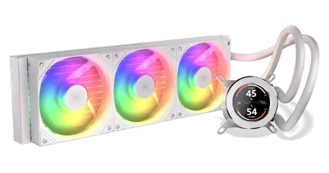 Krux HydroGlance 360 LCD bílá / Vodní chlazení CPU / 360 mm / ARGB / LCD displej / Intel + AMD