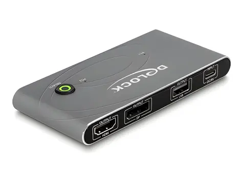 Delock / KVM Switch / USB-C na HDMI a DisplayPort / 8K MST / USB 2.0