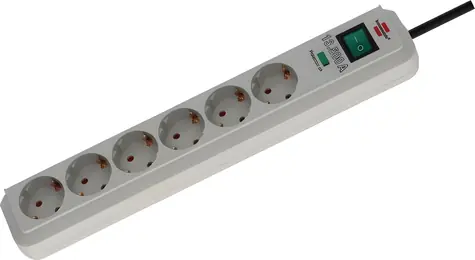 Brennenstuhl Eco-Line světle šedá / Přepěťová ochrana / 6 zásuvek / 1,5 m / 13 500 A