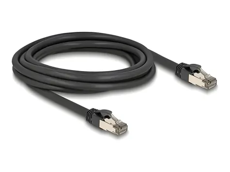 Delock 80242 černá / Síťový kabel / RJ-45 Cat.6a U/FTP / 3 m / vnitřní plášť z nerez oceli