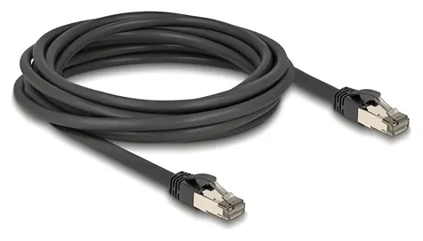 Delock RJ45 Cat.6A U/FTP černá / Síťový kabel / 5 m / nerezový vnitřní plášť / odolný proti vlhkosti a prachu