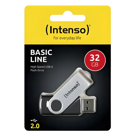 Intenso Basic Line 32GB stříbrno-černá / Flash disk / USB 2.0 / čtení 28 MB/s / zápis 6,5 MB/s