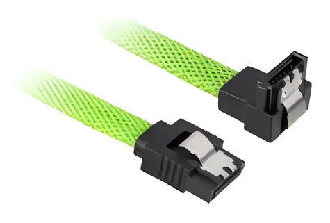 Sharkoon SATA III zelená / SATA kabel / pravoúhlý 90° / 45 cm